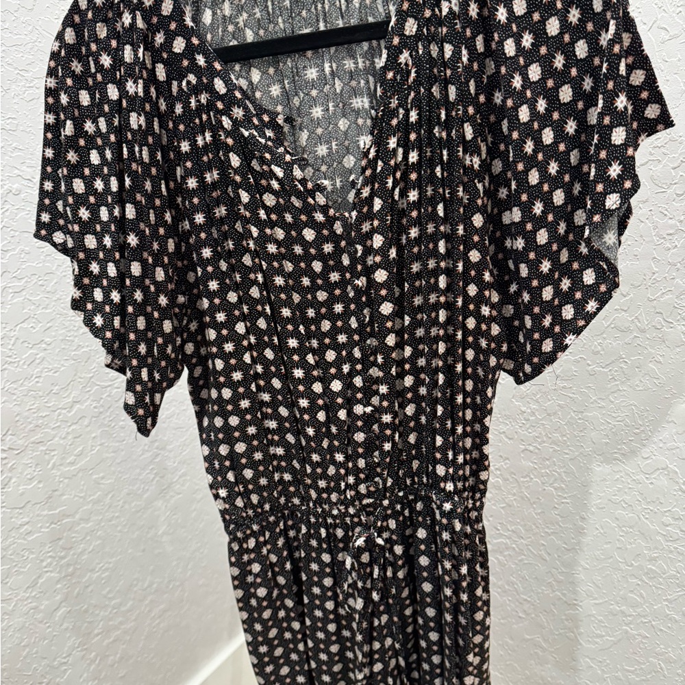 Olivaceous Black and White Patterned Jumpsuit